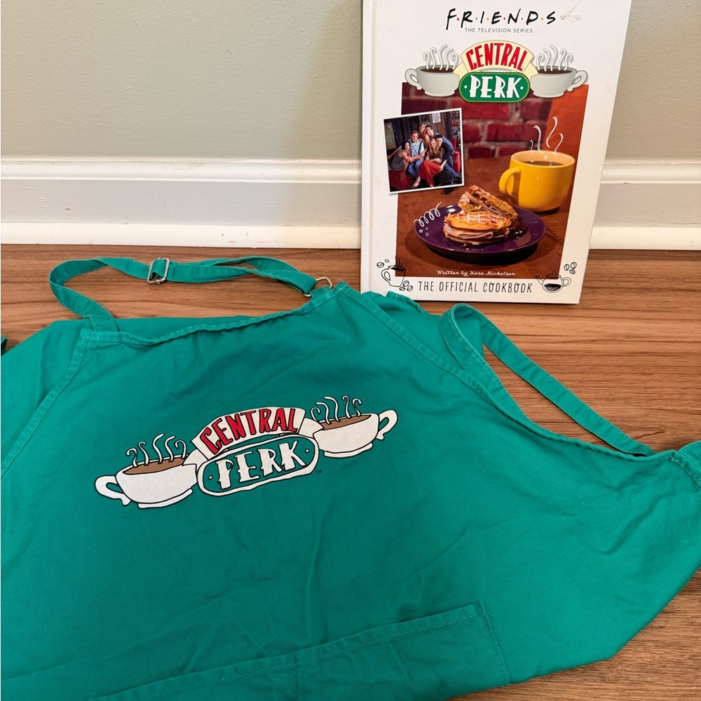 FRIENDS Central Perk Teal Apron and Cookbook Set
